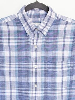 American Eagle Blue Plaid Button Down Shirt Women’s Small Cotton Classic